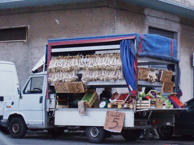 Sicily truck with produce in Riposto Photo by Margie Miklas
